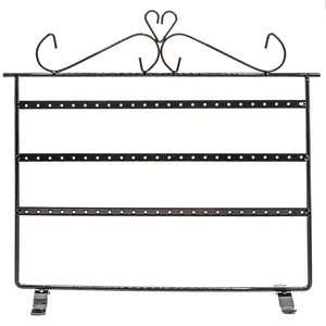 Black Triple-Level Rectangle Iron Earring Display Stand