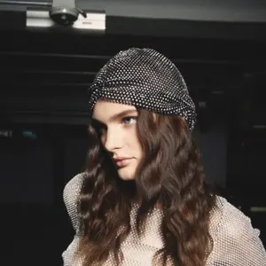 Fashion Hat Autumn Winter Trendy Accessories Rhinestone Party Elastic Hat Christmas Round Top Hat 25cm Length High Elasticity