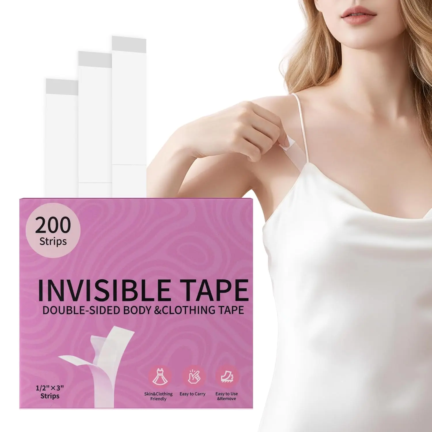 200 Strips Fashion Double Sided Tape for Clothes - Hypoallergenic Dress Tape Fabric to Skin,Skin-Friendly Body Tape & Clothing Tape for All-Day Invisible Hold - TikTok Shop 200 Strips Fashion Double Sided Tape for Clothes - Hypoallergenic Dress Tape Fabric to Skin,Skin-Friendly Body Tape & Clothing Tape for All-Day Invisible Hold - TikTok Shop