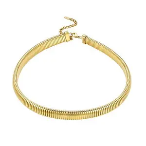 Stately Steel Stainless Steel Snake Chain Choker Necklace