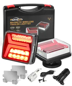 Partsam LED Wireless Trailer Lights Kit 58LED with Magnetic Towing Tail Lights License Plate Light Dual USB Cable IP67 Waterproof 10-30V Live