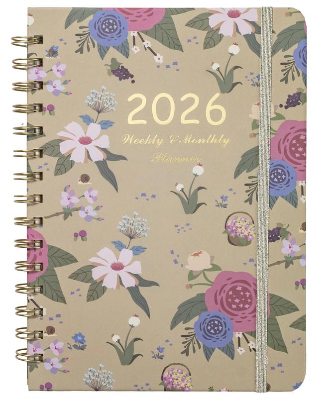 Mr. Pen - 2026 Planner, Spring Floral Design, Weekly & Monthly Calendar, Jan 2026 - Dec 2026, Hardcover, Spiral Bound, Inner Pocket, 6.4" x 8.5", Christmas Gift