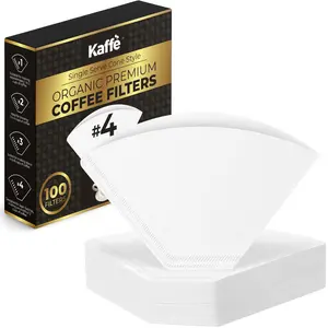 Organic Coffee Filters (100 Pack) Cone Style #4 Size - White