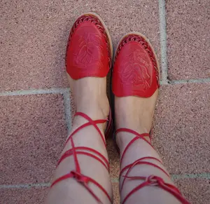 Lace Up Huaraches Red
