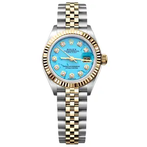 Rolex Datejust 26mm 69173 Two-Tone Stainless Steel & 18K Yellow Gold Automatic Watch, Custom Turquoise Diamond Dial WHP041013