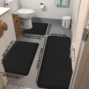 [Non-Slip Mat] 3pcs Non-Slip, Soft Bathroom Mat Set |   Quick-Drying, Absorbent Bath Rug for Luxury Bathroom Flooring Accessories