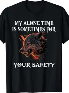 Angry Wolf T-Shirt| Same Style for Men And Women, 2025 Summer, Short-Sleeved, Printed, Pure 220G, Crew Neck, Slight Stretch, Regular Fit, Vintage Style, Drawing Pattern