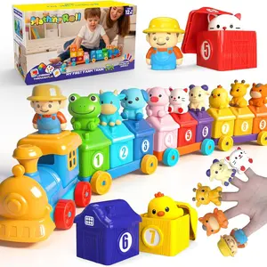 Play-Act Learning Toy for Toddlers 1 2 3 Years Old, Counting, Matching & Sorting Montessori Learning Farm Train Including 9 Farm Animals, Preschool Learning Tool, Birthday Gift for Baby Boys Girls