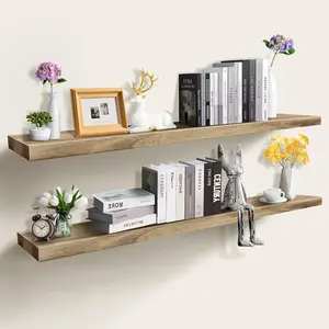 Floating Shelves for Wall, 55 Inches Long Wall Shelves 55 x 9 inch Set of 2, Hanging Shelf with Invisible Bracket, Wooden Wall Shelves for Bathroom, Living Room, Bedroom, Kitchen, Natural