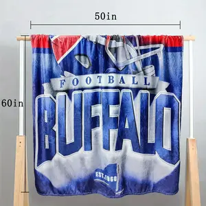 300GSM Flannel Blanket - Soft and warm with a bold "Buffalo" print and helmet design. Lightweight and comfortable for year-round use. Ideal for game days, home decor, and sports fans. Machine washable. Sizes: 30x40/40x50/50x60/60 inches.
