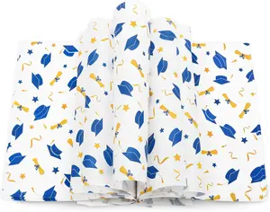 150 count Graduation Wax Paper Grad Cap Blue  Sandwich Tissue Wrap Deli Paper  Oil-Proof Picnic Liner for Party Kitchen Supplies