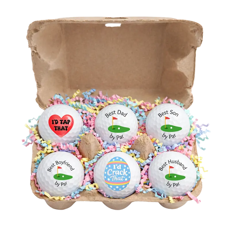 Easter Golf Ball Gift Set – 6 Pack Golf Balls in Egg Carton | Funny Easter Golf Gift | Golfer Easter Basket Stuffer | Unique Golf Gift for Men Women