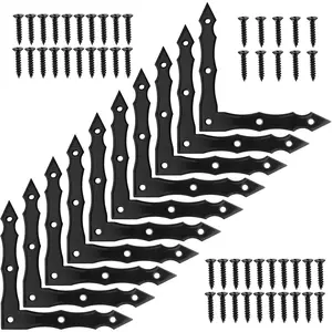 Decorative Corner Brackets, 10 count Barn Door Sliding Door L-Shape Corner Brace Bracket, Rustic Black Flat L Brackets, Joint Right Angle Bracket for  Garage Door Gates Shutters (100x100x15mm)
