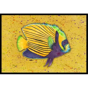 Carolines Treasures  24 x 36 In. Tropical Fish on Mustard Indoor or Outdoor Mat