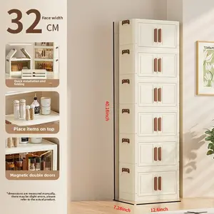 2026 Internet celebrity explosion folding storage cabinet multi-layer with cabinet door locker toy snack finishing box bookshelf wardrobe