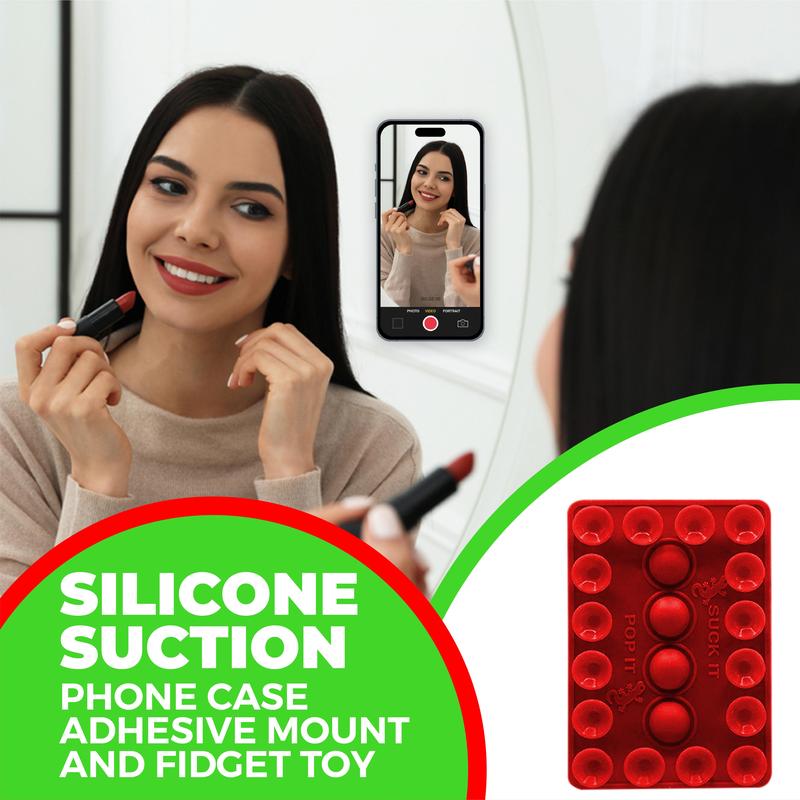 Suck it Pop it - Silicone Suction Phone Mount with integrated bubble pop it fidget toy - Phone accessory for influencers and fidgeters