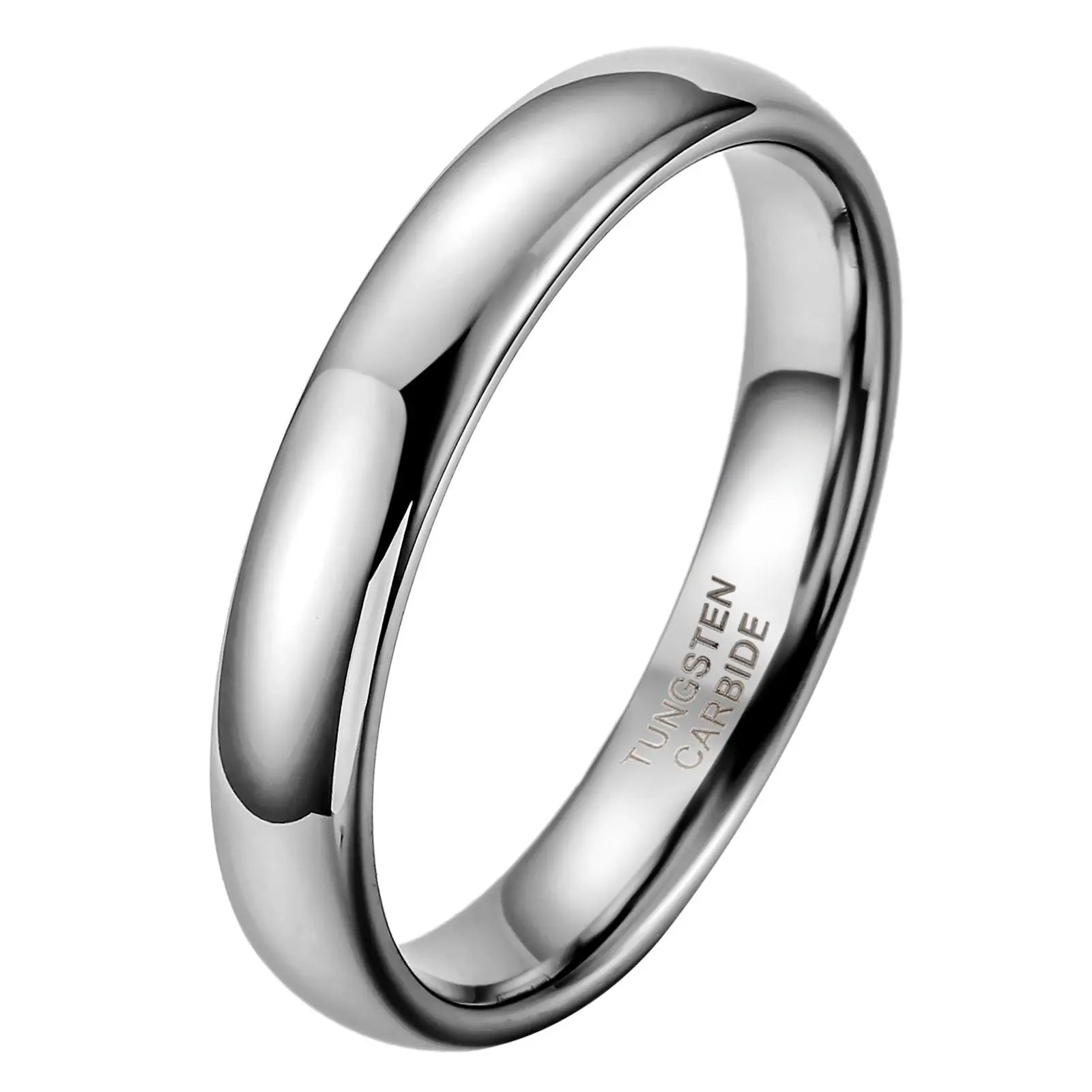OIDEA 4mm High Polish Tungsten Carbide Ring Unisex Silver Wedding Band Classic Comfort Fit, Tungsten Carbide Rings, Classic Band Rings
