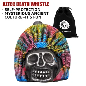 POGOLAB Original Aztec Death Whistle: Loudest Scream Whistle At 135+ Decibels - Authentic Human Sounding Screams - Easy to Blow & Scare Aztec Design Decor Religious Halloween Easter Christmas Gift