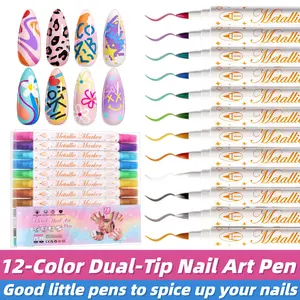 12-Piece Nail Art Drawing Pen Set| Fast-Drying Acrylic Dotting Pens, Full-Color Nail Dotting Tools, Suitable for Home Use, Valentine’s Day, Mother’s Day, Nail Dotting Tools, Nail Line Drawing Tools, DIY at Home