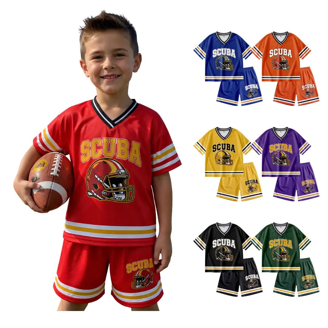 Kid's American Football Jersey Breathable Athletic Shirt And Short Set Boys Girls Short Sleeve Streetwear Sport Activities Clothes outfit