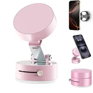 Vacuum Magnetic Phone Holder, Suction Cup Phone Mount, Foldable Strong Magnetic Cell Phone Holder for Car/Gym/Mirror/Smooth Surface, Magnetic Car Mount for iPhone All Cell Phones, Valentine's Day Gifts,New Year Gifts
