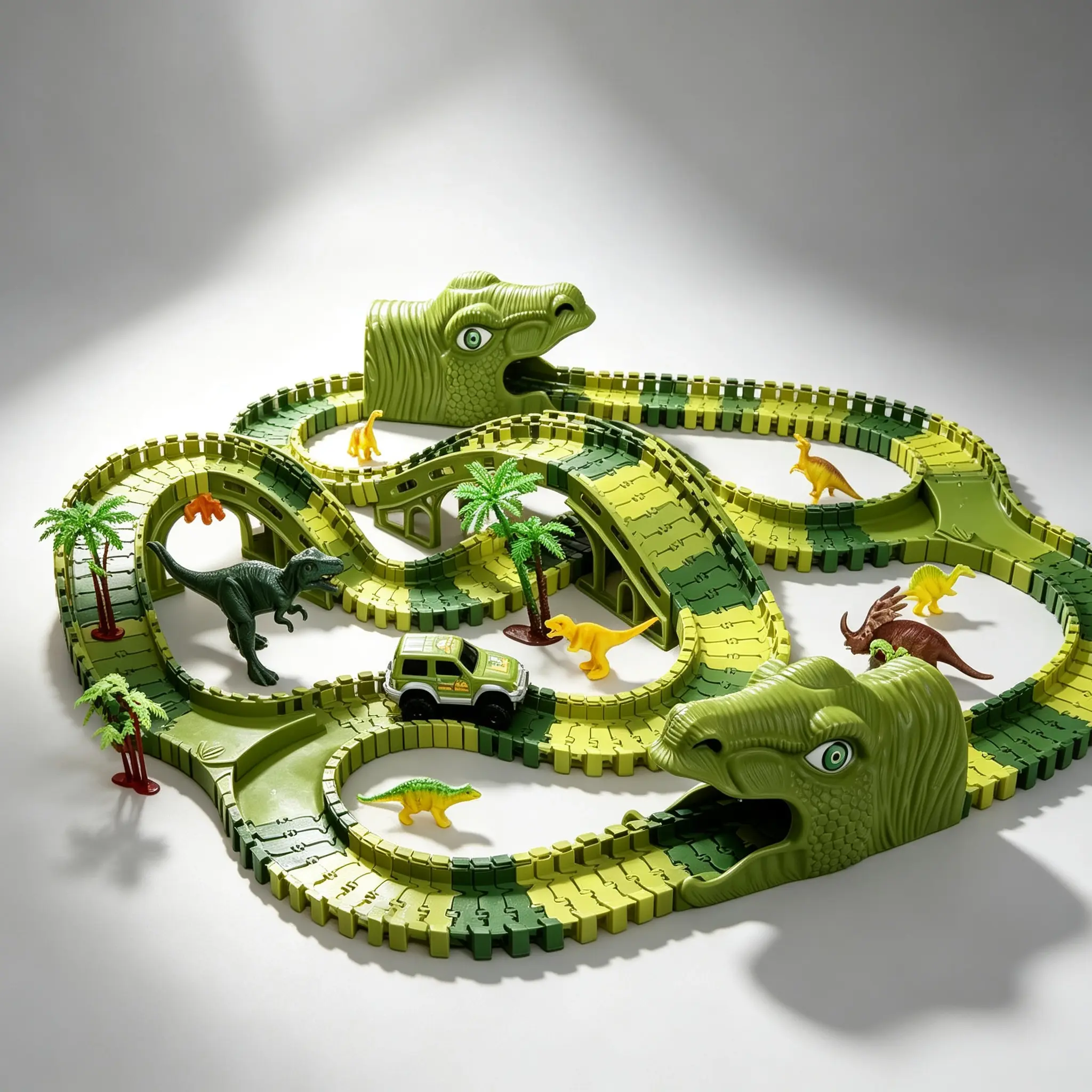 266 PCS Dinosaur Track Toys, Flexible Race Track Set with 2 Dinosaur Cars, Build A Dinosaur World Road Tracks, Dinosaur Toys for Kids 3-5, Birthday Gifts for 3 4 5 6 7 Year Old Boys Girls