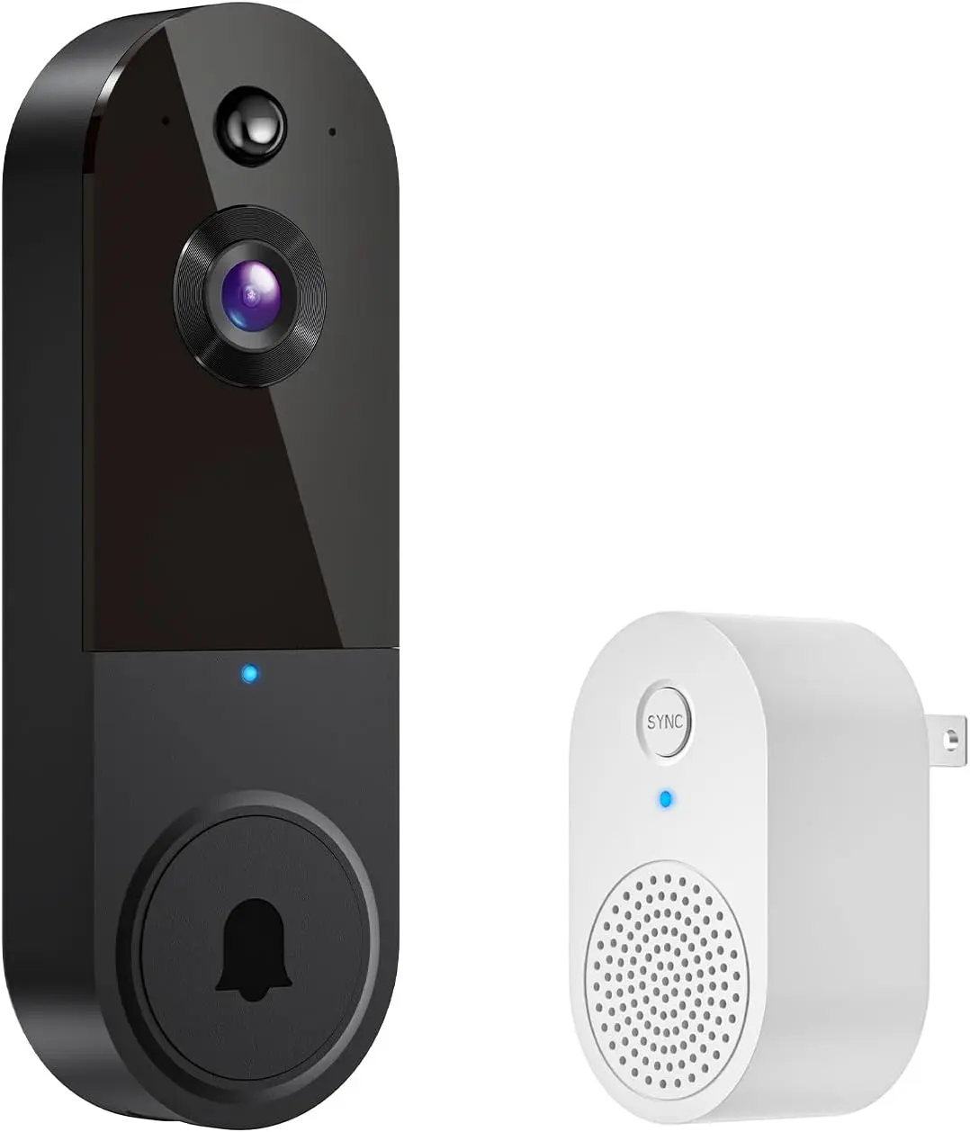 [USA Stock] - 1080p Wireless Video Doorbell Camera, AI Human Detection, 2-Way Talk, Live View, Night Vision, Cloud Storage, 2.4G WiFi Only, Battery Powered, Indoor Outdoor Surveillance (Black)