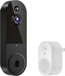 [USA Stock] - 1080p Wireless Video Doorbell Camera, AI Human Detection, 2-Way Talk, Live View, Night Vision, Cloud Storage, 2.4G WiFi Only, Battery Powered, Indoor Outdoor Surveillance (Black)