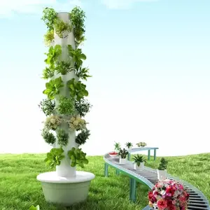 Vertical Hydroponic-Aeroponic Grow Tower, 9-Layer 36-Pot Planter for Fruits and Vegetables with Water Tank and Pump