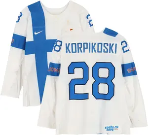 Lauri Korpikoski Team Finland Game-Used #28 White Jersey vs. Team Austria on February 13, 2014 - Fanatics Authentic Certified