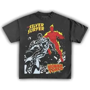 The Silver Surfer Vs. Human Torch Tee, Breathable Soft Cotton, Regular Fit, All-season, For Men, For Women Top Menswear 32T