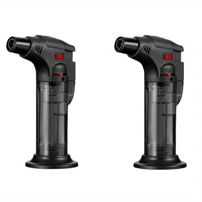 Torch Lighter, 2-piece, Butane Refillable Jet Flame Torch Lighter, Windproof, Safe, Multi-Purpose Lighter for Candles, Fireplace, Campfire, BBQ (butane free)