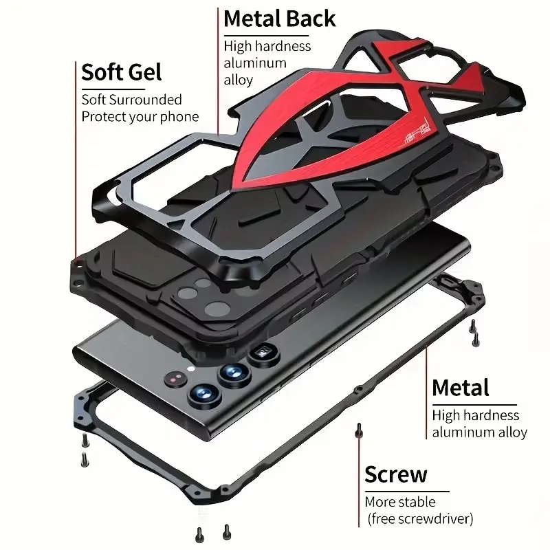 chargesPhone Case: for Samsung Galaxy S26 S25 S24 S23 Ultra Case Drop Protection Phone Case Ultra-Durable Phone Case - Lanyard Equipped, Shockproof, and Scratch-Resistant Aluminum Alloy Protective Frame Case - Durable