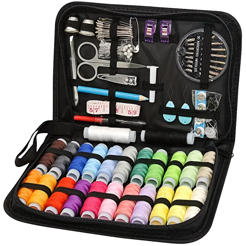 Beginner's Complete Sewing Kit - Compact, Portable, 100 Pieces Supplies & Accessories, 24-Color Embroidery Thread Set, Hand-Sewing Threaders for Home, Travel Emergency Fixes (For Travelers, Students, Craft Lovers), Sewing Kit For Beginners