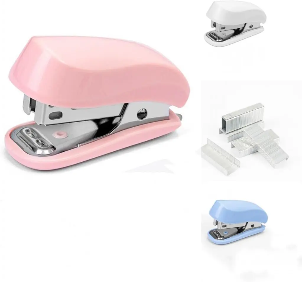 Pink Color Mini Stapler with Staples,Small Cute Stapler for Desk, for Student or Office Use (Pink)