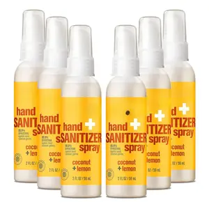 Everyone Hand Sanitizer Spray, 2 Ounce (Pack of 6), Coconut and Lemon, Made with Sugarcane Derived Alcohol with Essential Oils, 99% Effective Against Germs and TSA friendly