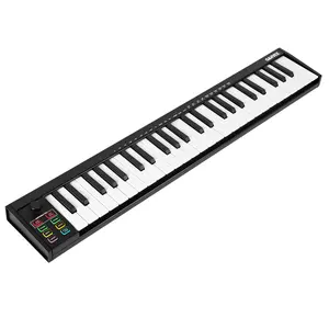 49-Key USB MIDI Keyboard Controller with 8 Drum Pads, OLED Display & DAW Integration for Professional Music Production, Black Intuitive Transport