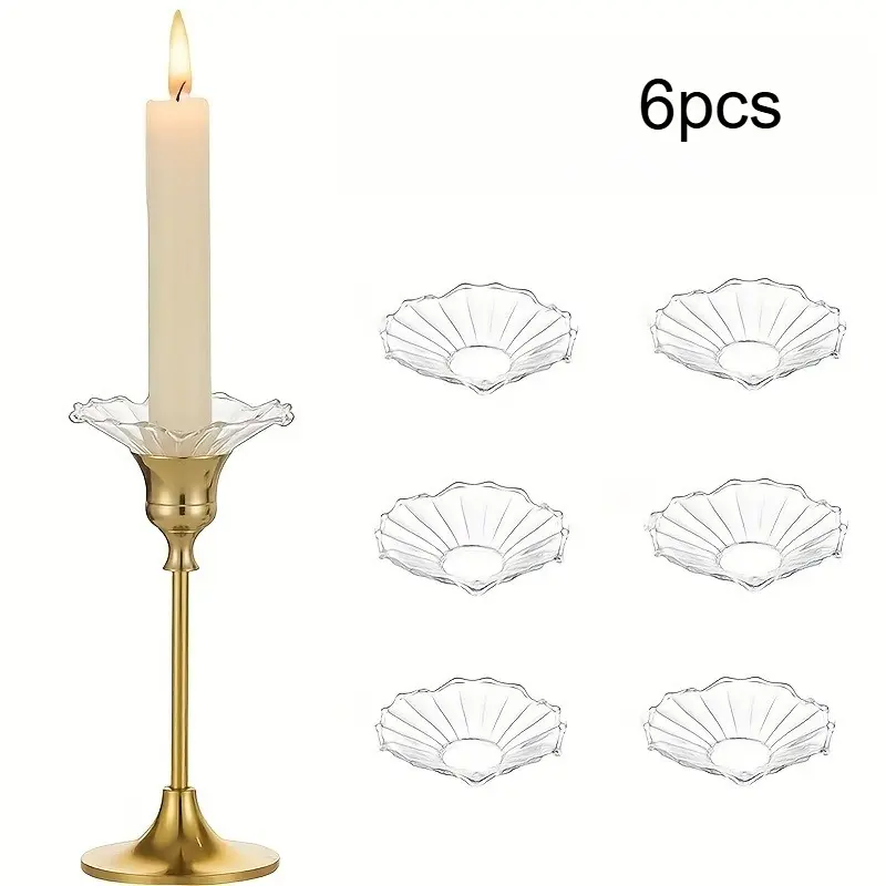 6pcs glass seam candle dripping protector: household wax collector, wavy stripe decoration