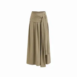 Cider Mid Rise Pleated Tide Waist Midi Skirt