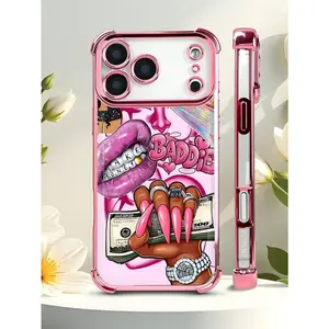 Baddie Make Money Pink Graphic Phone Case compatible with iPhone 17/16/15/14/13/12/11 Pro Max/Plus/Mini & Samsung Galaxy S24/S23/S22/S21 Ultra/FE shockproof electroplated bumper clear cover Suitable for gifting