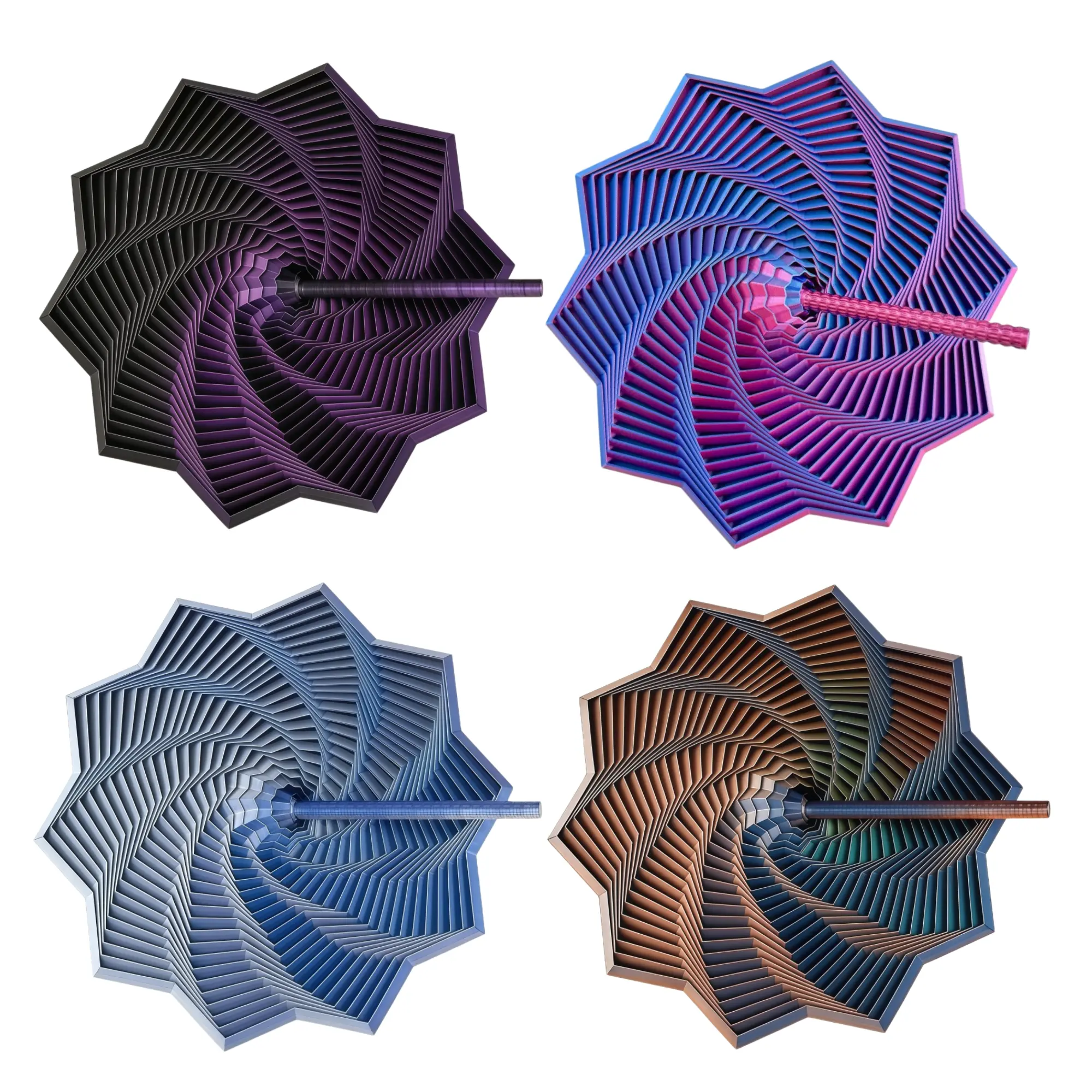 4pc 3D Printed Expanded Sensory  Star, New Stress Relief Sensory Whirling Spiral With Handle, Satisfying Sight And Sound Hypnotizing Visual  Toy Gift,  Gadget, Easter Gift, Easter Basket Stuffer, Easter Party Favor fidget,summerwins summerwins