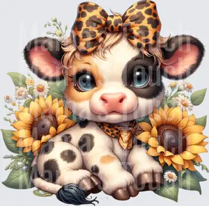Cow leopard bow blue eyes
