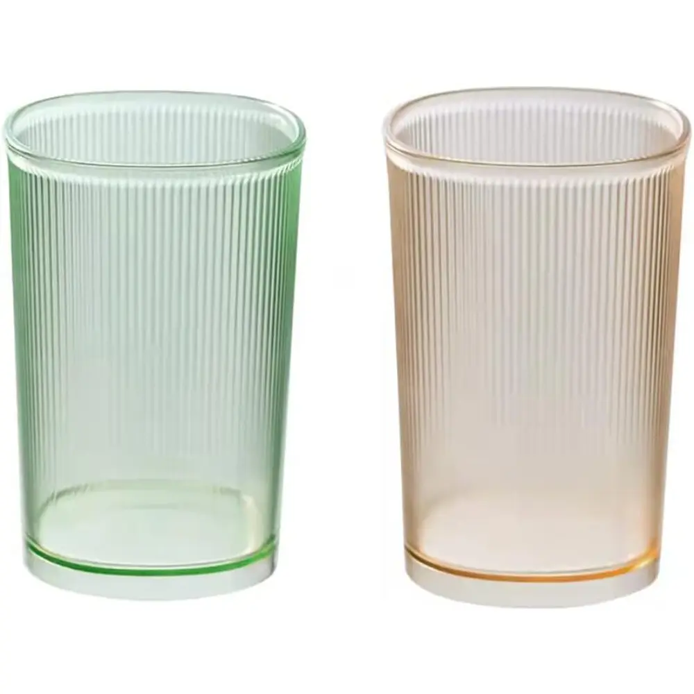 Bathroom Tumbler Cup Set - 2-Piece Thickened Cup Body Wear-Resistant Transparent Unbreakable Plastic, Reusable, Safe, Hot Water Compatible, Modern Crystal Look, 59g, Ideal for Drinking, Toothbrush Holding, Company Gifts, Party