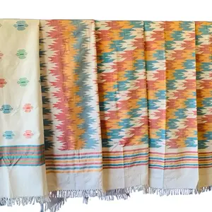 Dhaka Original Women's Ware Shawl - Colorful Design with Fringe, Ideal for Casual Wear and Layering - Top, Shirts