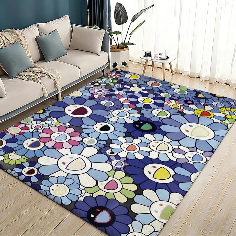 Classic Artwork T-Takashi Cool M-Murakami Floor Mat Flannel Rugs Soft Warmth Floor Mat Thickened Non-Slip for Room Home Decor Door Mat Strong Water Absorption Upgraded Anti-Slip Backing Easy to Clean