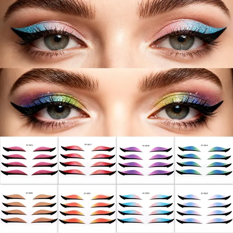 Glitter Eyeliner Sticker Waterproof Colorful Laser Eyes Makeup Stickers for Women Eyelid Patch Face Makeup Party DIY Decoration