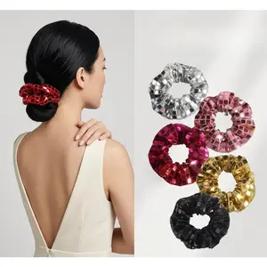 Disco Scrunchies, 3.94 Inches Sparkly 90s Disco Scrunchies  Women  Hair  Graduation, Christmas, New Year Scrunchie for summerwins,summerwins
