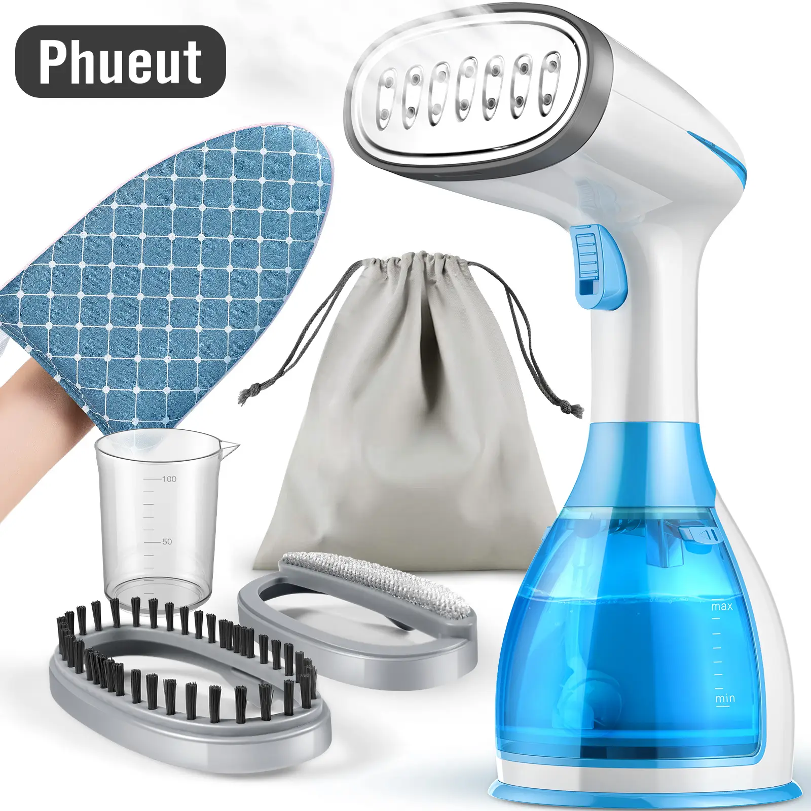 Phueut Steamer for Clothes, 15s Heat-up Handheld Clothes Steamer with Ironing Glove, 1300W Garment Steamer Fabric Wrinkle Remover Light Portable