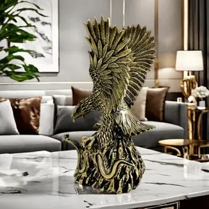 8.7 Inch Eagle Snake Statue, Figurine, Wild Bird Decorative Brass Resin Sculpture, Ornament for Home Decoration, Not Plated with Precious Metal