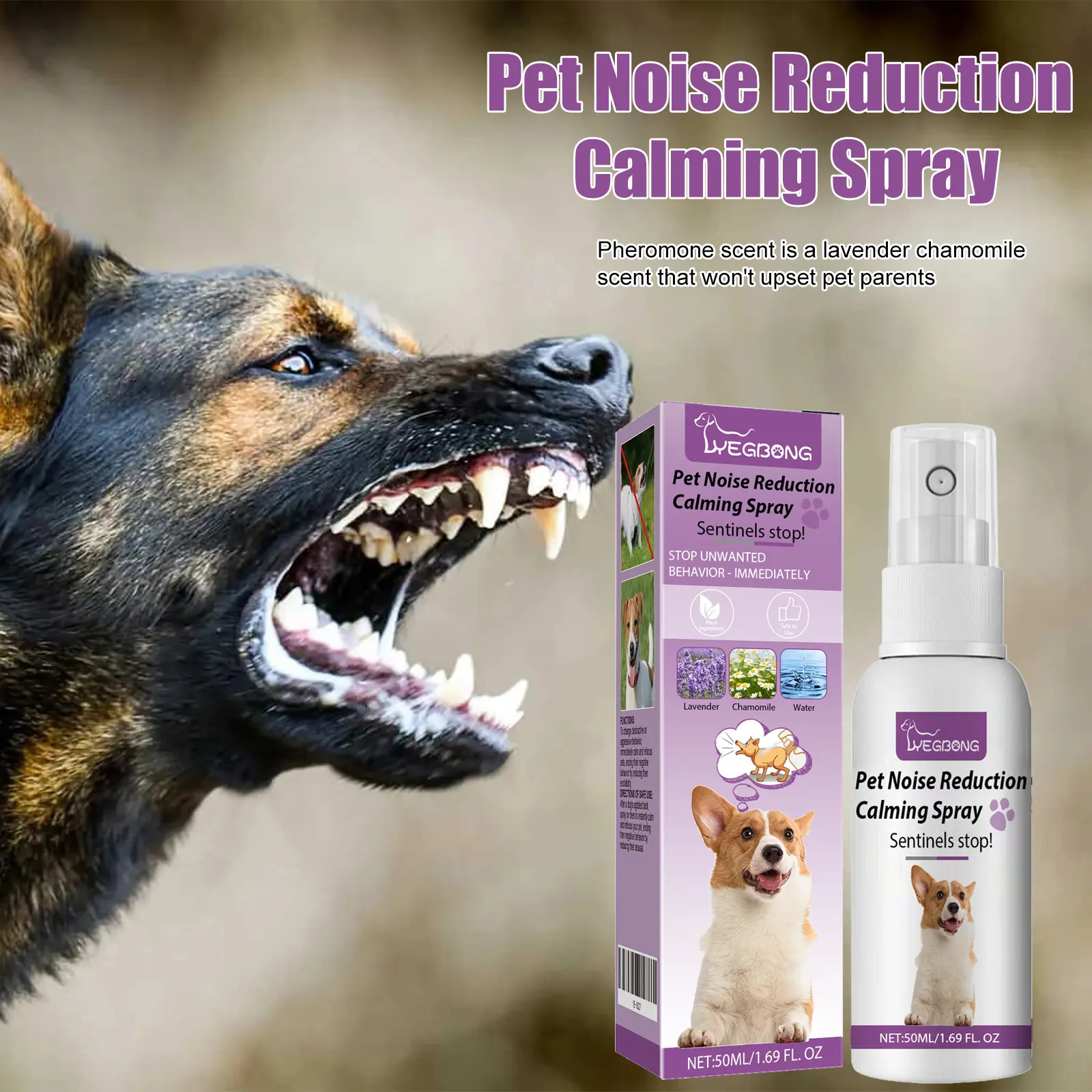 Yegbong Pet Noise Reduction Spray Calming Pet Emotions Prevent Stress Reduce Pet Noise Spray